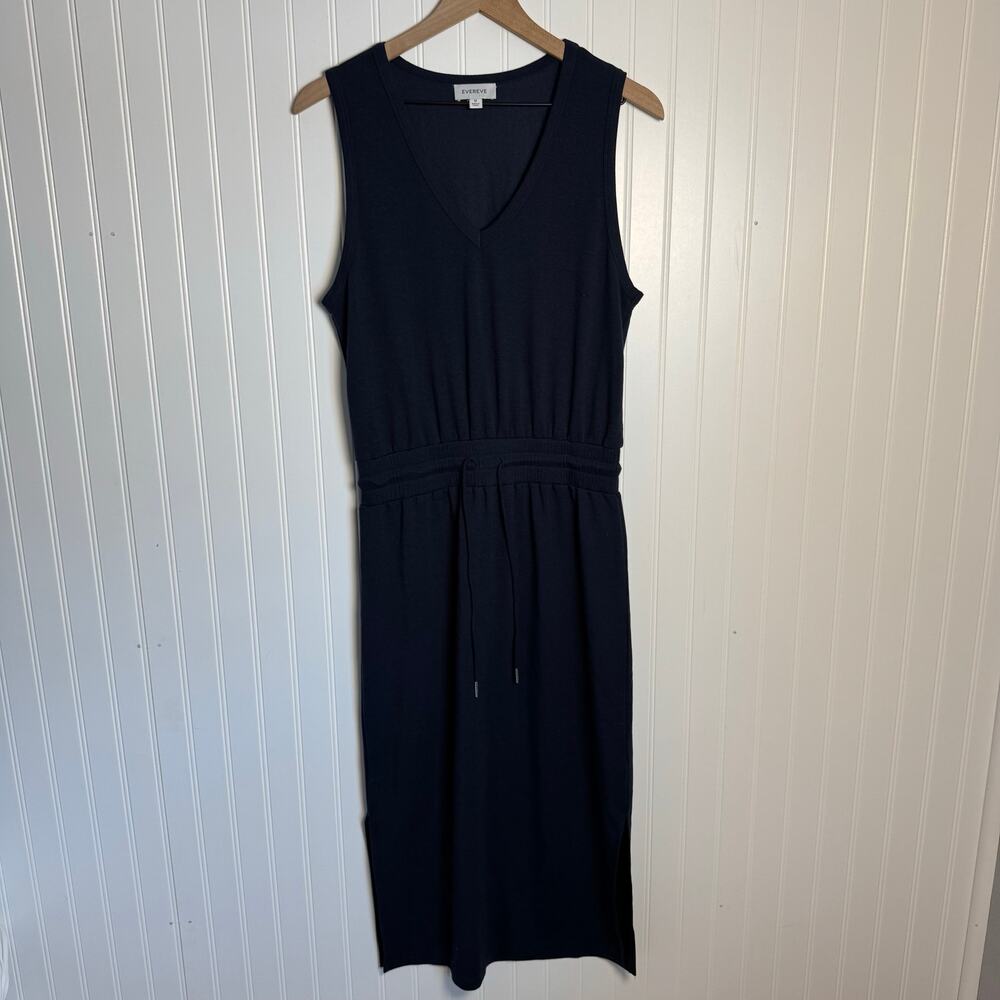 EVEREVE Kiara Midi Drawstring Waist Navy Blue Dress Size Medium - Picture 2 of 10
